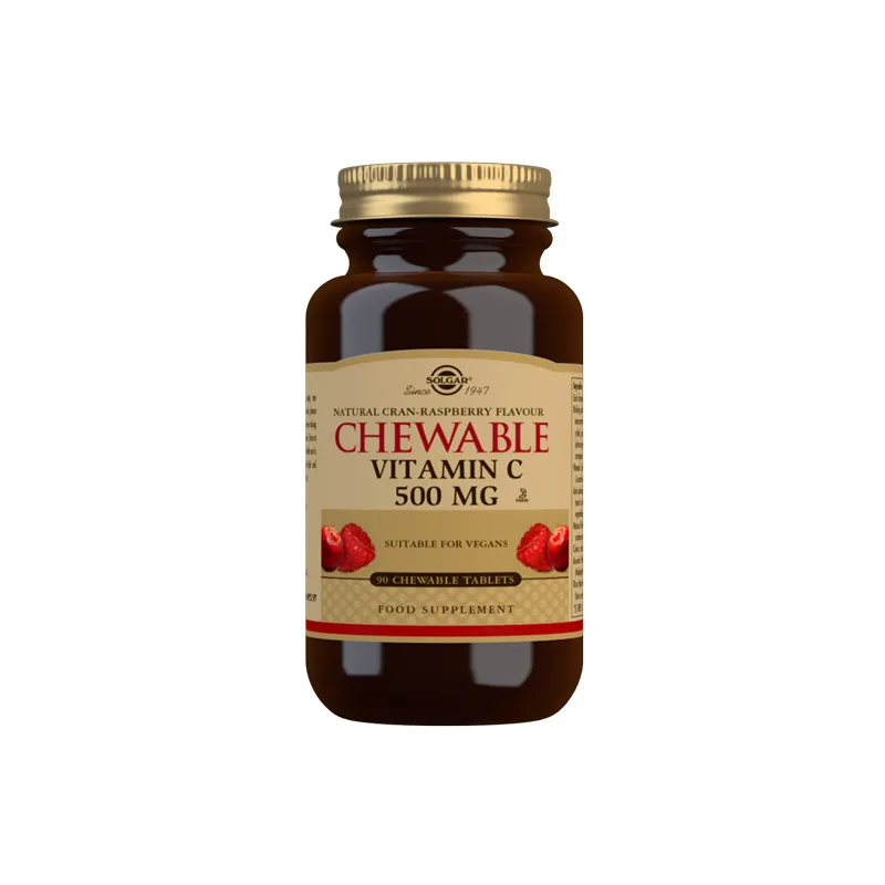 SOLGAR VITAMIN C 500MG ZA ŽVAKANJE BRUSNICA-MALINA A90